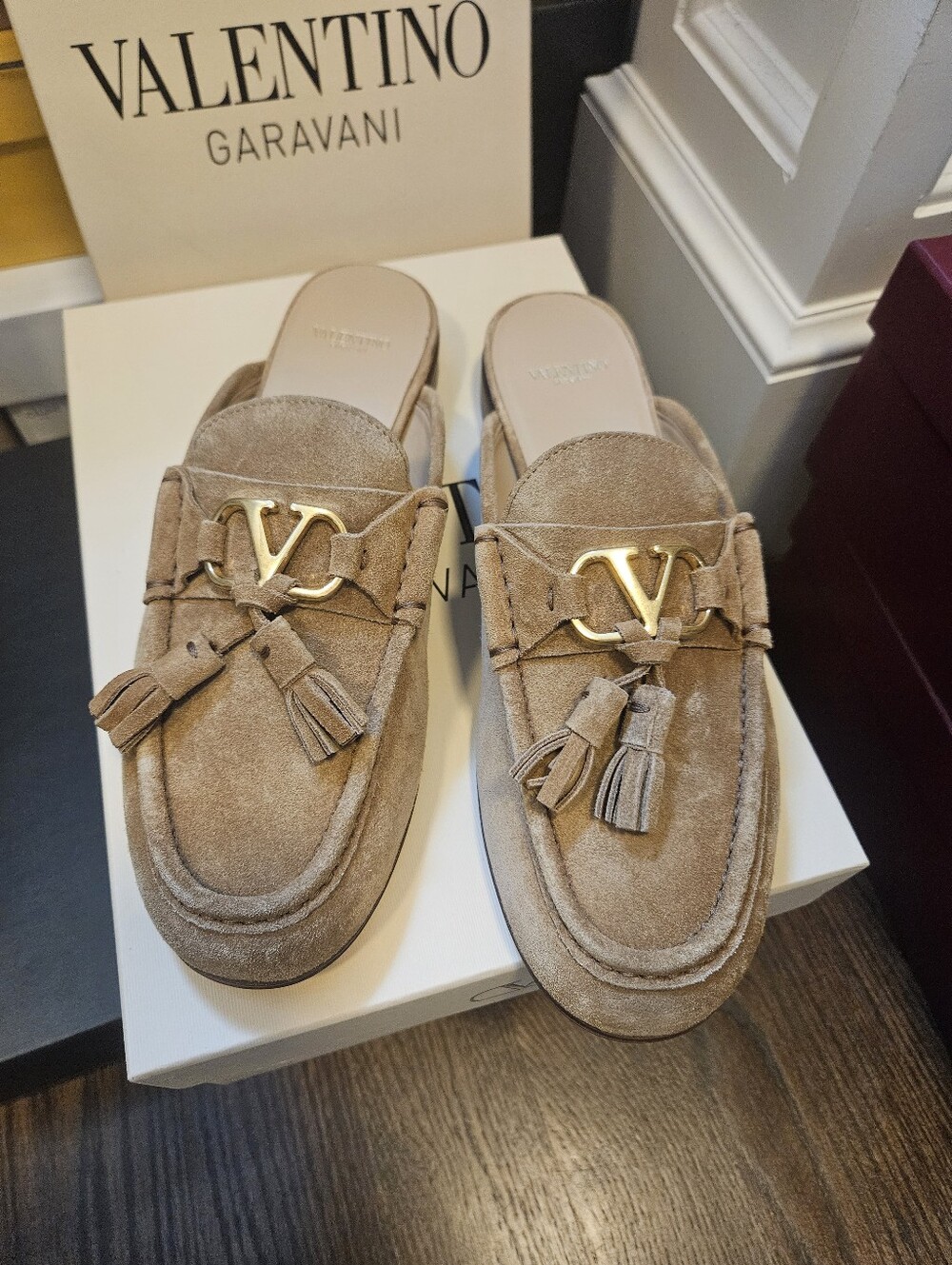 Valentino Garavani VLogo Signature Suede Tassel Mule Loafers - EU 40.5, US 10.5